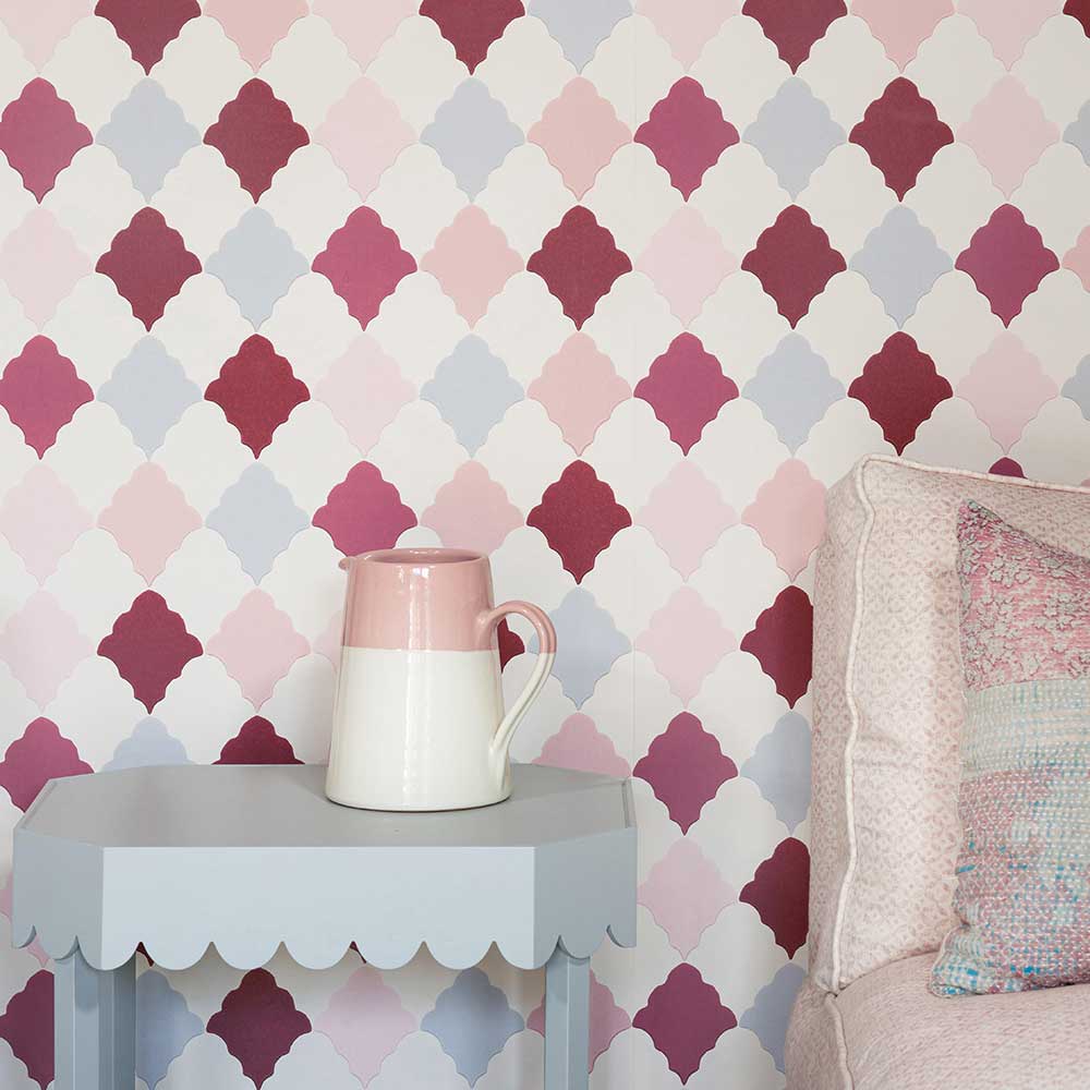 Quilted Harlequin Wallpaper - Patchwork Rose - by Barneby Gates