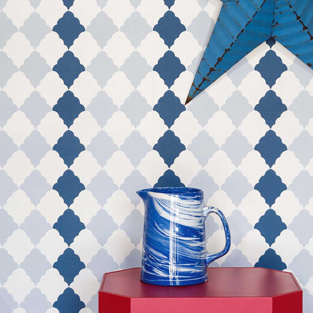 Quilted Harlequin Wallpaper - Two Blues - by Barneby Gates