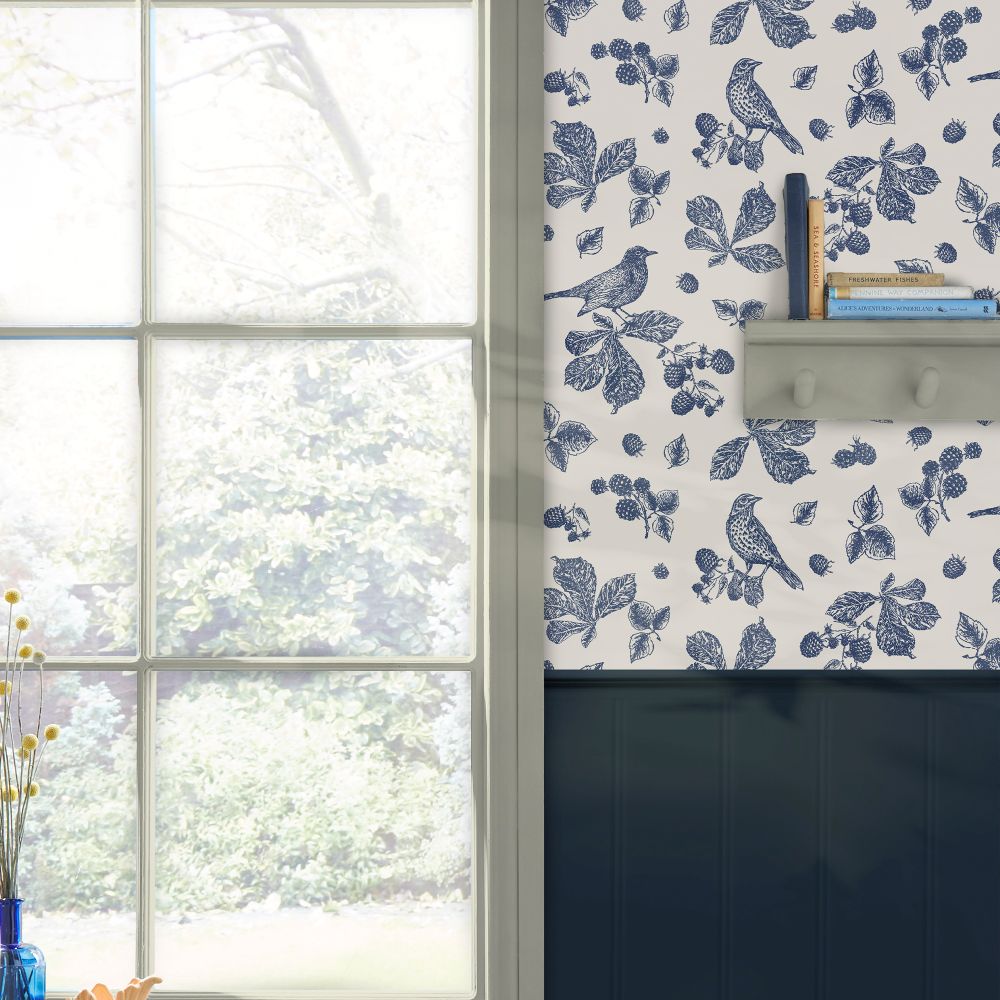 Etched Bird Wallpaper - Crème - by Joules