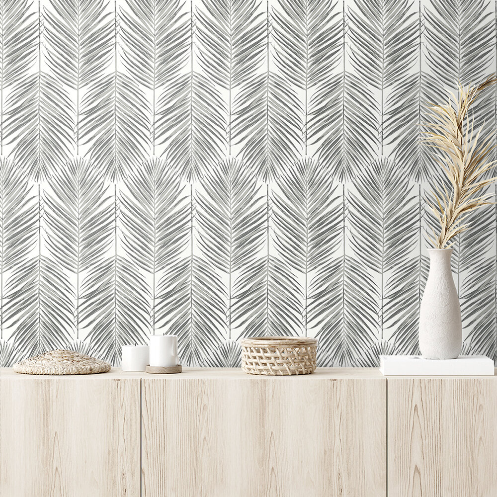 Marina Palm by Etten - Grey - Wallpaper : Wallpaper Direct