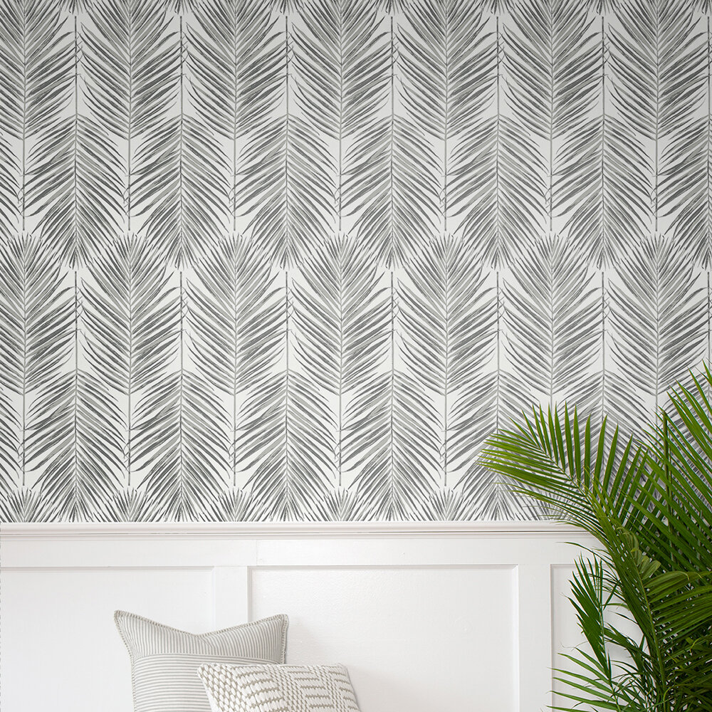 Marina Palm by Etten - Grey - Wallpaper : Wallpaper Direct