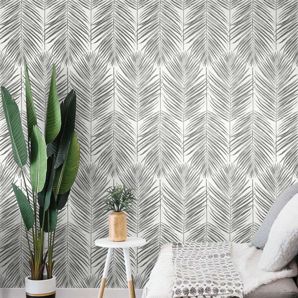 Marina Palm by Etten - Grey - Wallpaper : Wallpaper Direct