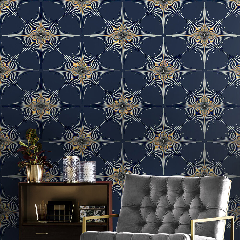 North Star Wallpaper - Navy - by Etten