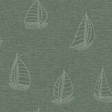 Papier peint Sail Boats - Vert foncé - Eijffinger. Cliquez pour en savoir plus et lire la description.