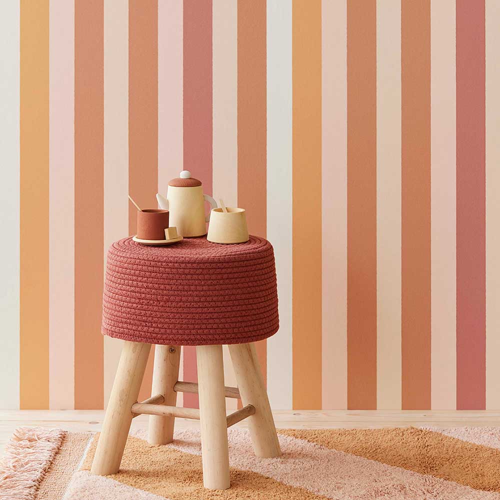 Stripe multi Wallpaper - Terracotta - by Eijffinger