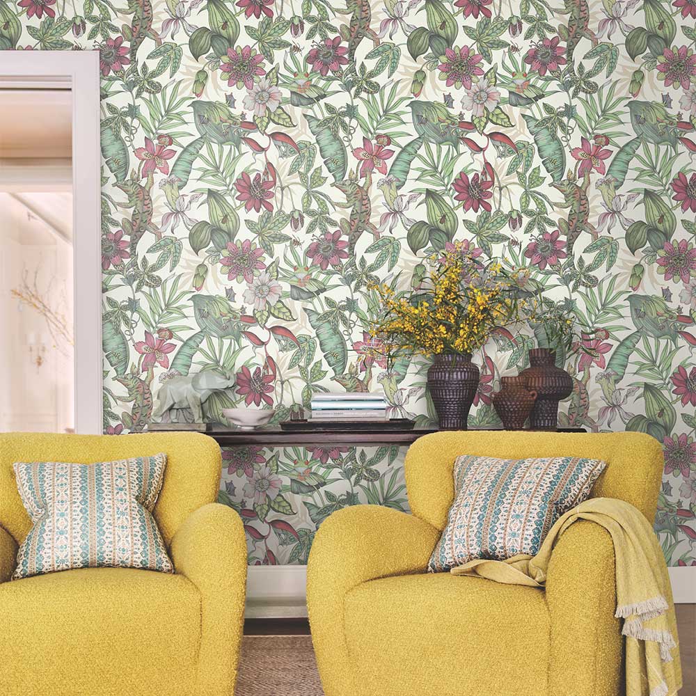 Rainforest Wallpaper - Cream & Multi Coloured - by York