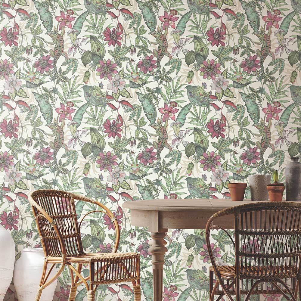 Rainforest Wallpaper - Cream & Multi Coloured - by York