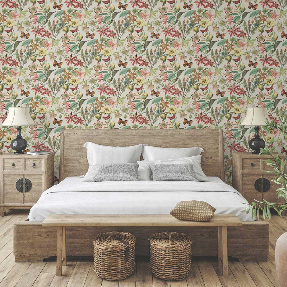 Butterfly House Wallpaper - Light Taupe - by York