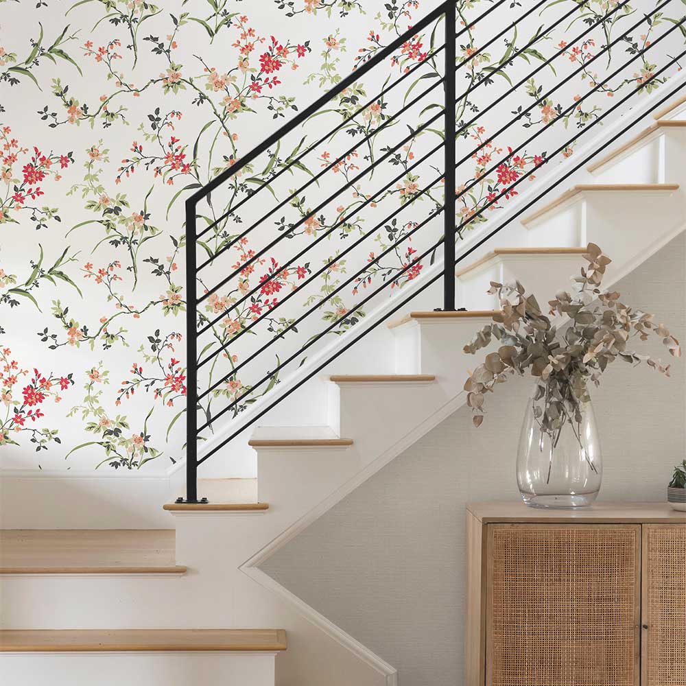 Blossom Branches Wallpaper - White & Red - by York