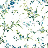 Papier peint Blossom Branches - Blanc et bleu - York. Cliquez pour en savoir plus et lire la description.