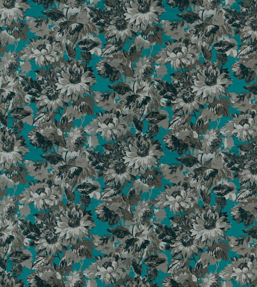 Sunforest Jacquard Fabric - Peacock  - by Clarke & Clarke