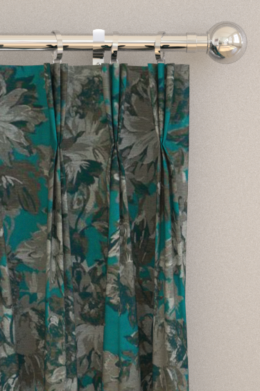 Sunforest Jacquard Curtains - Peacock  - by Clarke & Clarke. Click for more details and a description.