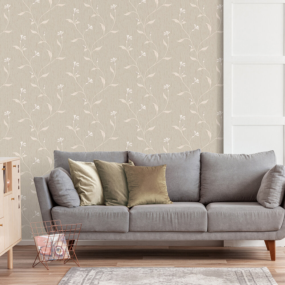 Bellagio Floral Wallpaper - Taupe - by Albany