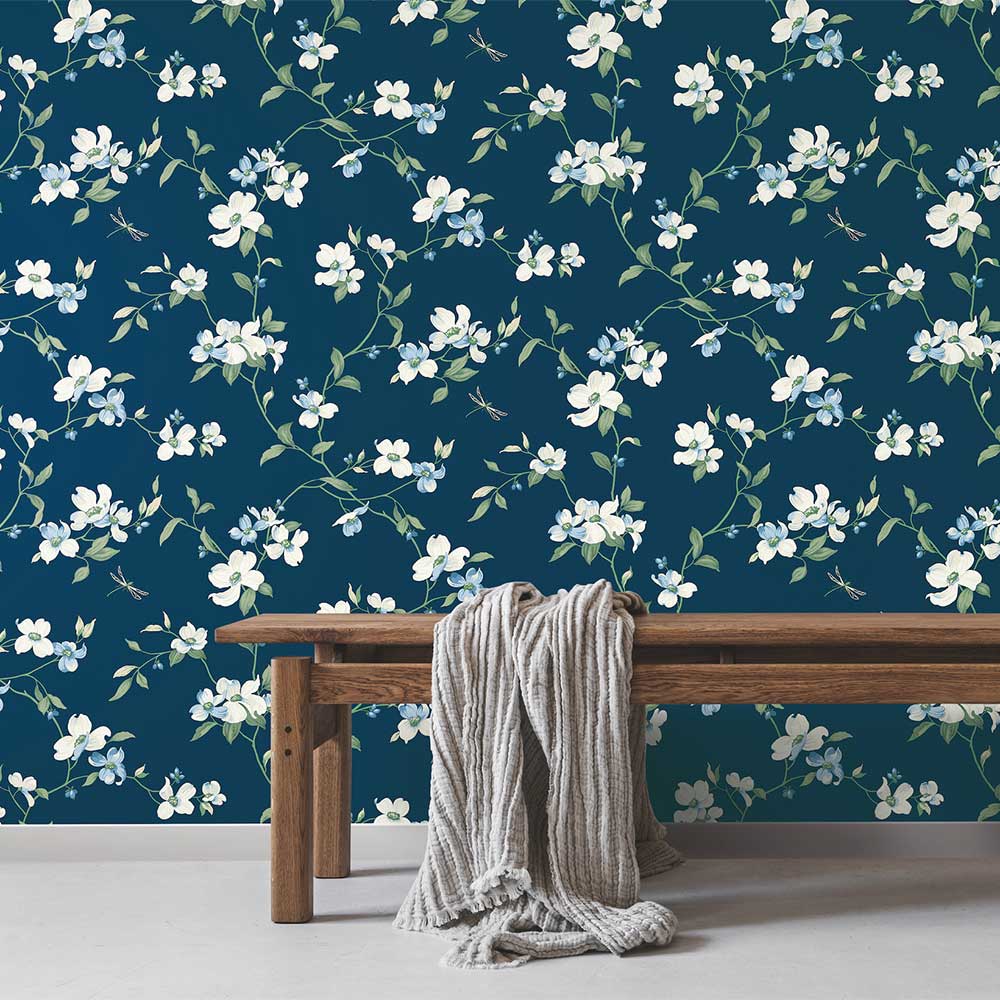 Dogwood Wallpaper - Navy - by York