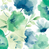 Watercolour Bouquet Wallpaper - Teal - by York. Click for more details and a description.