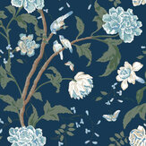 Papier peint Teahouse Floral - Bleu marine - York. Cliquez pour en savoir plus et lire la description.