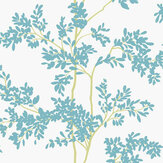 Papier peint Lunaria Silhouette - Blanc et aqua - York. Cliquez pour en savoir plus et lire la description.