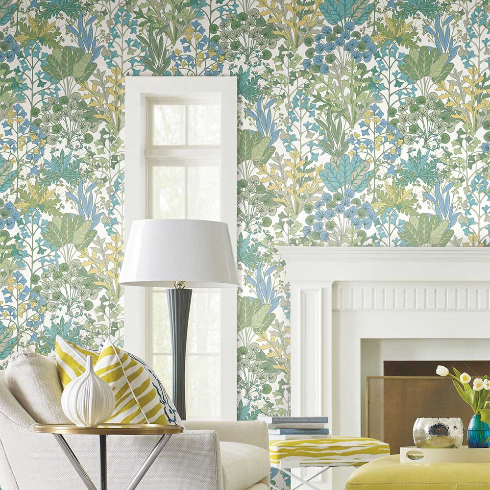 Forest Floor Wallpaper - White & Green - by York