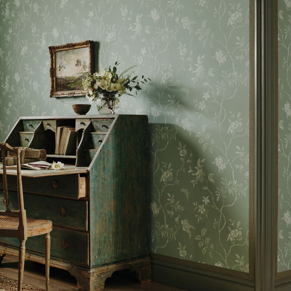 Delancey Wallpaper - Aqua - by Colefax and Fowler