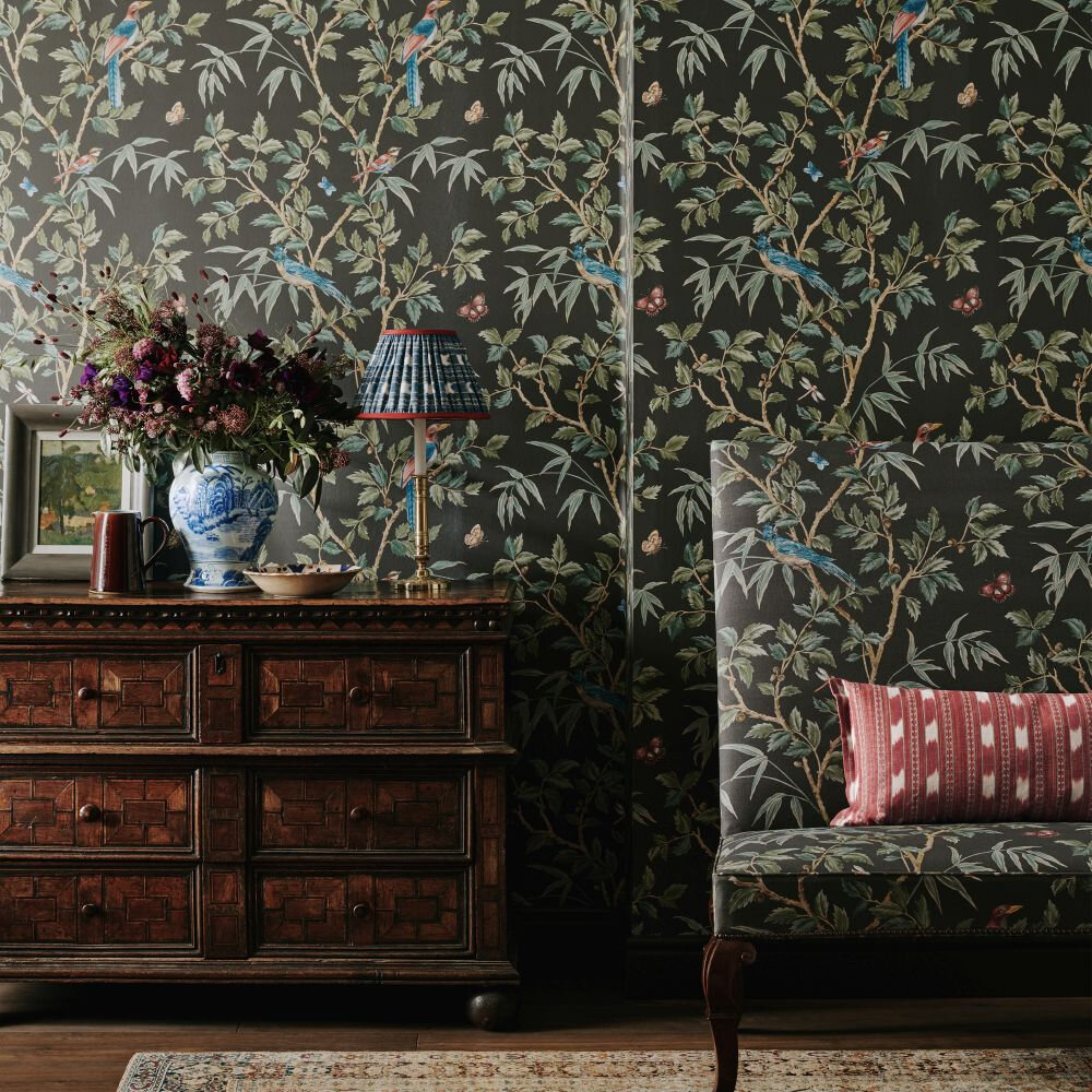 Ashdown Wallpaper - Black - by Colefax and Fowler