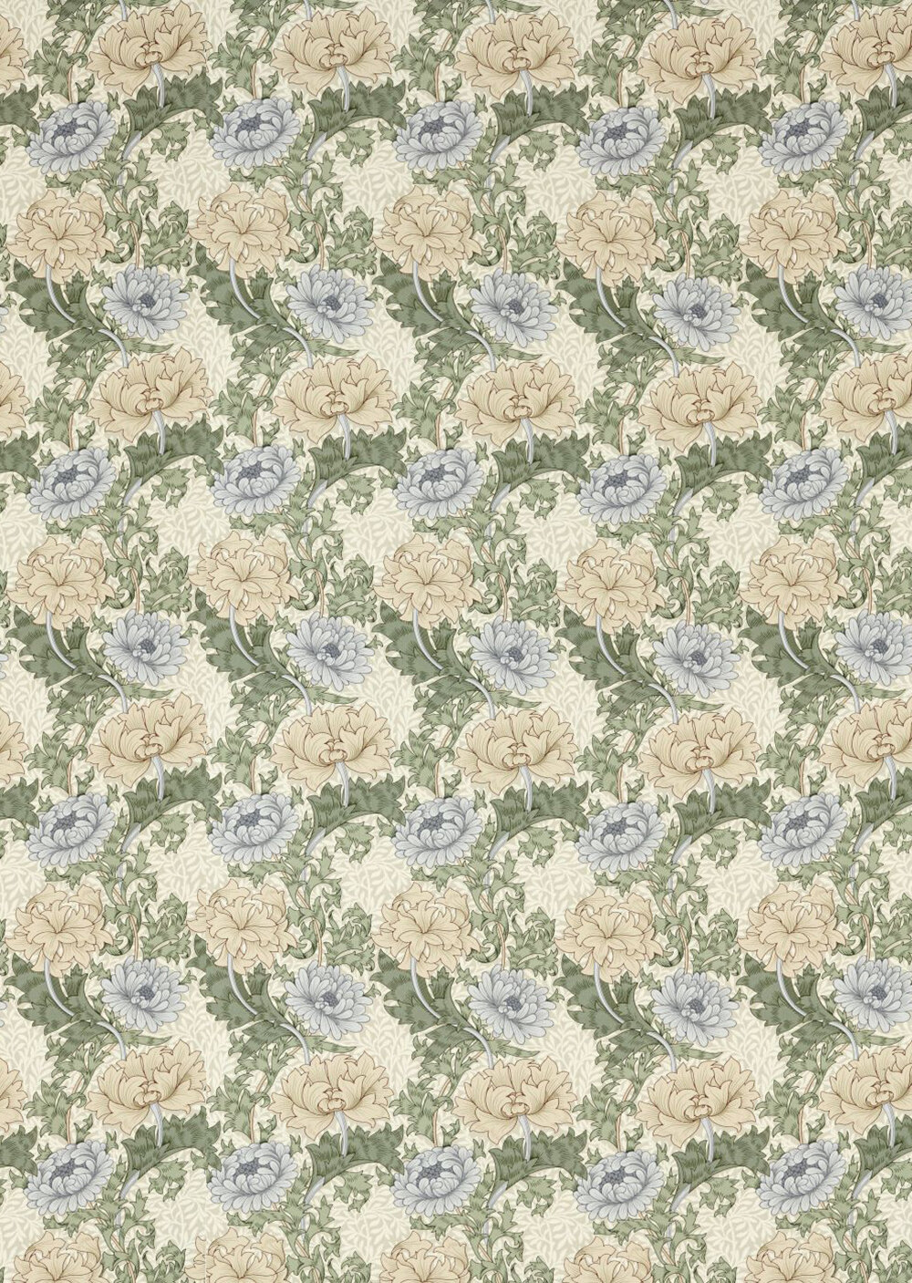 Chrysanthemum Fabric - Mineral / Cream - by Morris