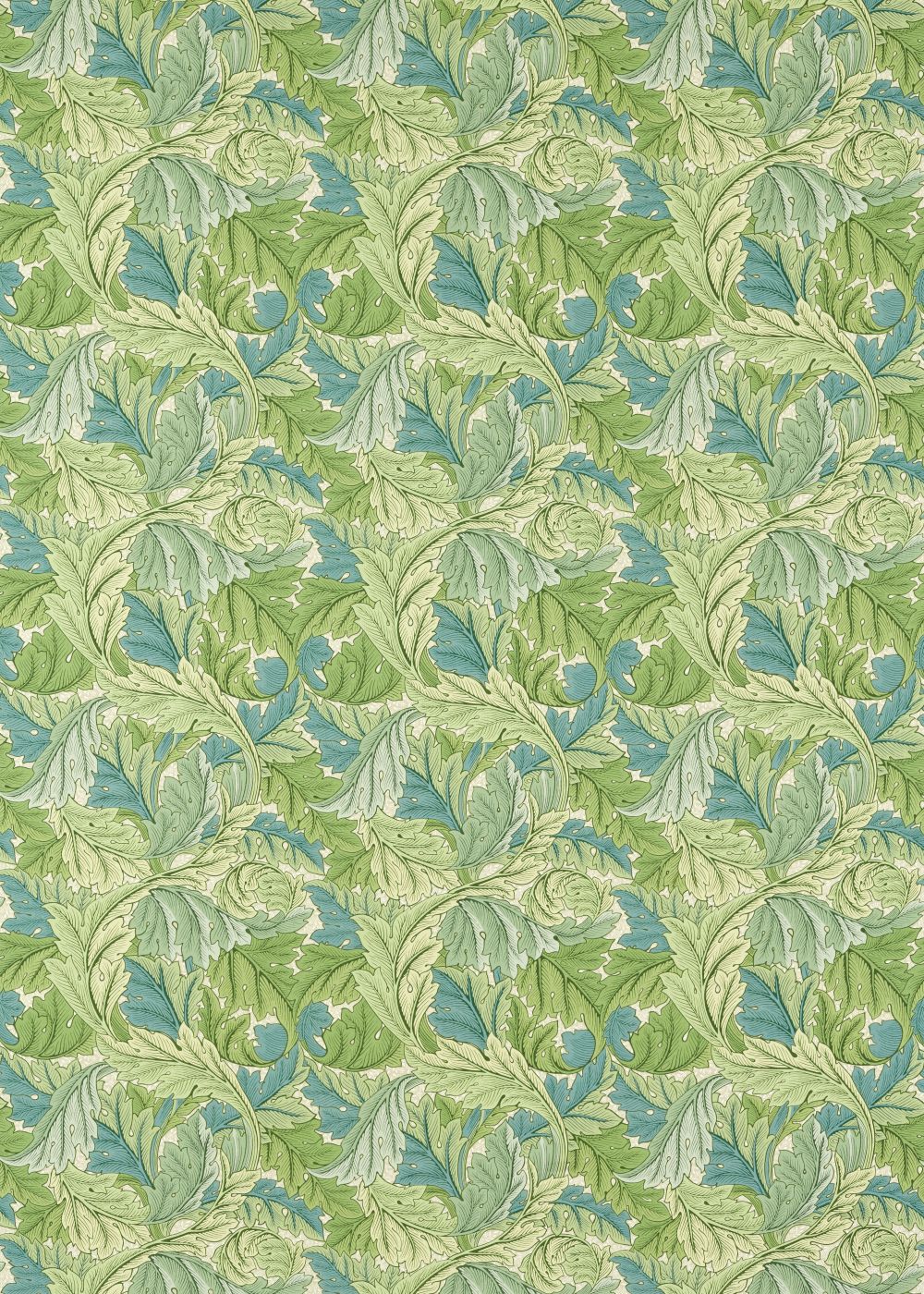 Acanthus Fabric - Nettle / Sky Blue - by Morris