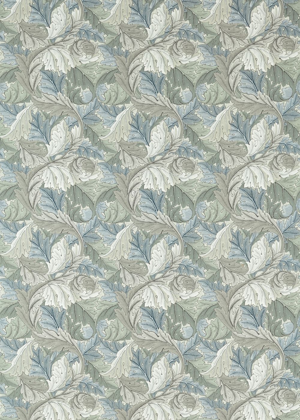 Acanthus Fabric - Mineral Blue / Linen - by Morris