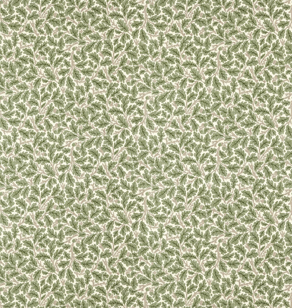 Oak by Morris - Sage Green - Fabric : Wallpaper Direct