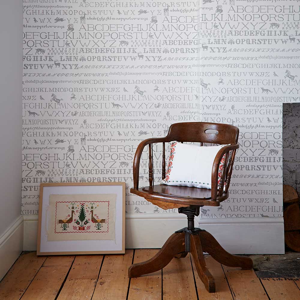 Cross Stitch Wallpaper - Black / White - by Abigail Edwards