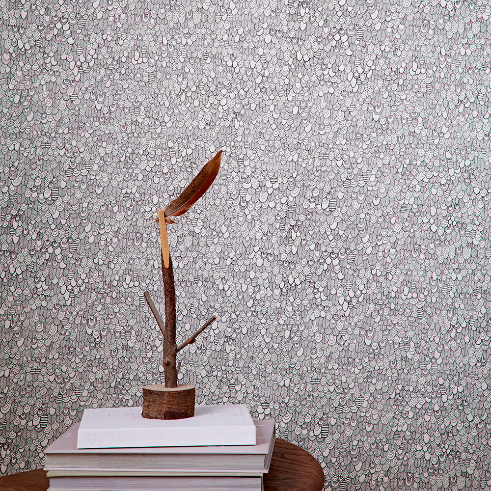Bird Wallpaper - Monochrome - by Abigail Edwards