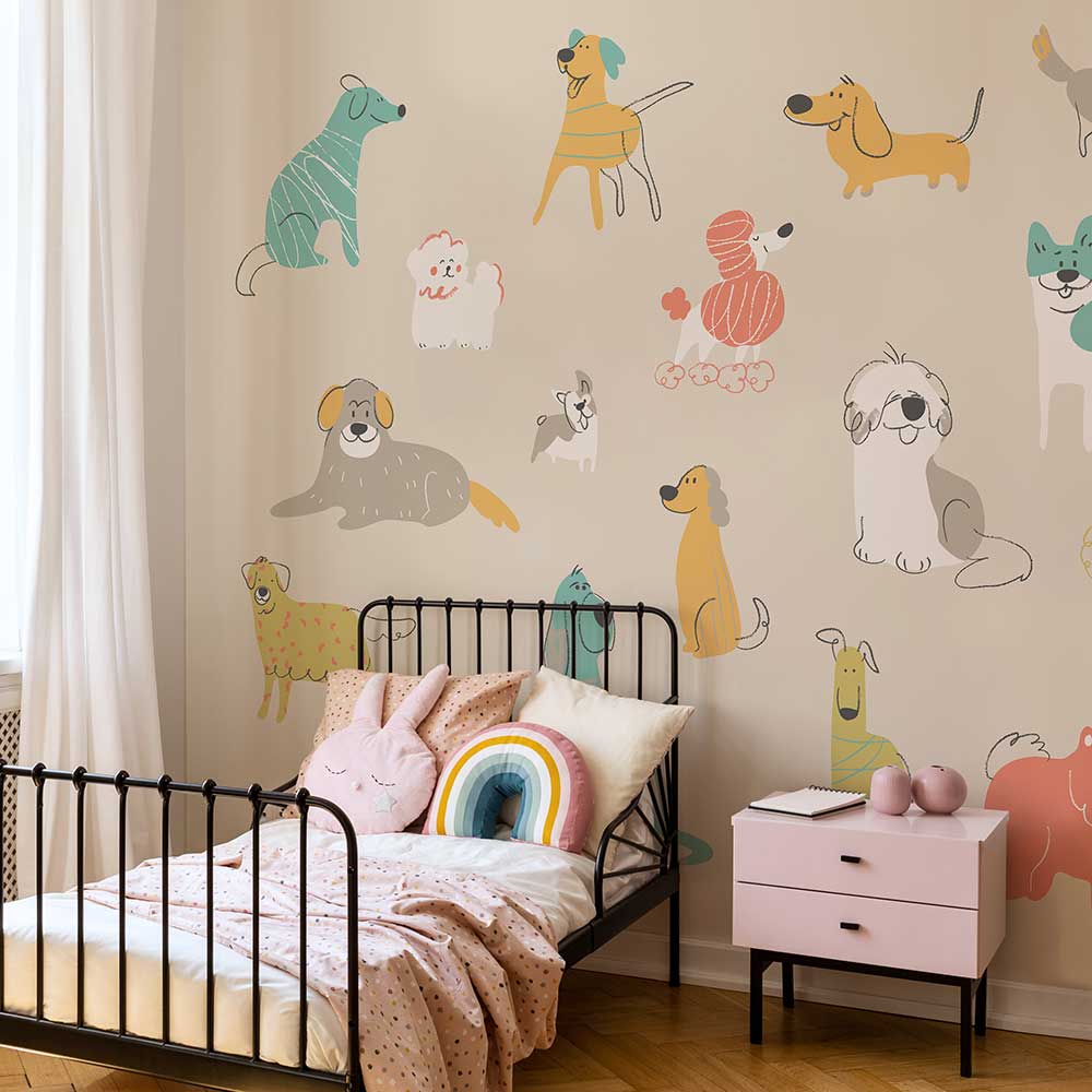 Happy Dogs Medium Mural - Citrus Gold - by Origin Murals