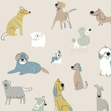 Happy Dogs Large Mural - Warm Grey - by Origin Murals. Click for more details and a description.