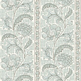 Papier peint Floral Check - Bleu Barton et blanc Cotswold - Josephine Munsey. Cliquez pour en savoir plus et lire la description.