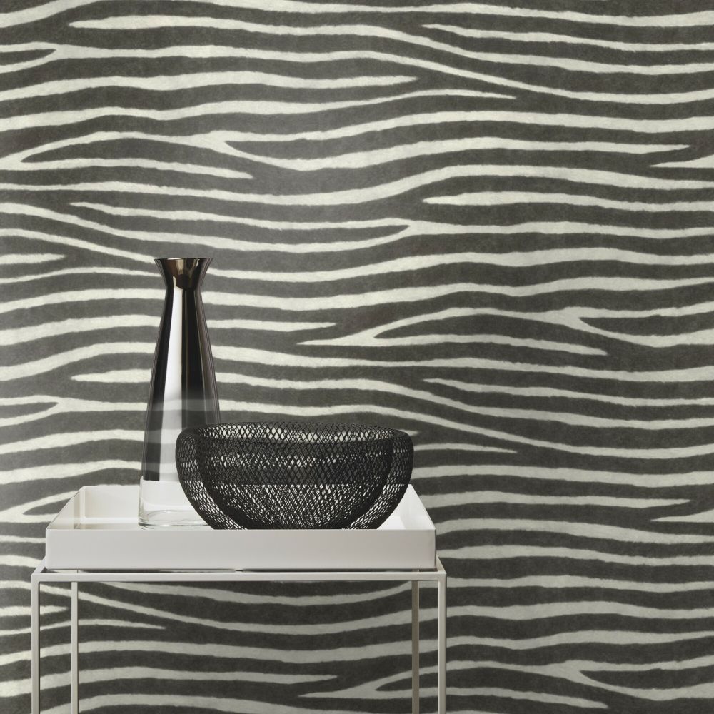 Zebra Stripes Wallpaper - Black and White - by Albany