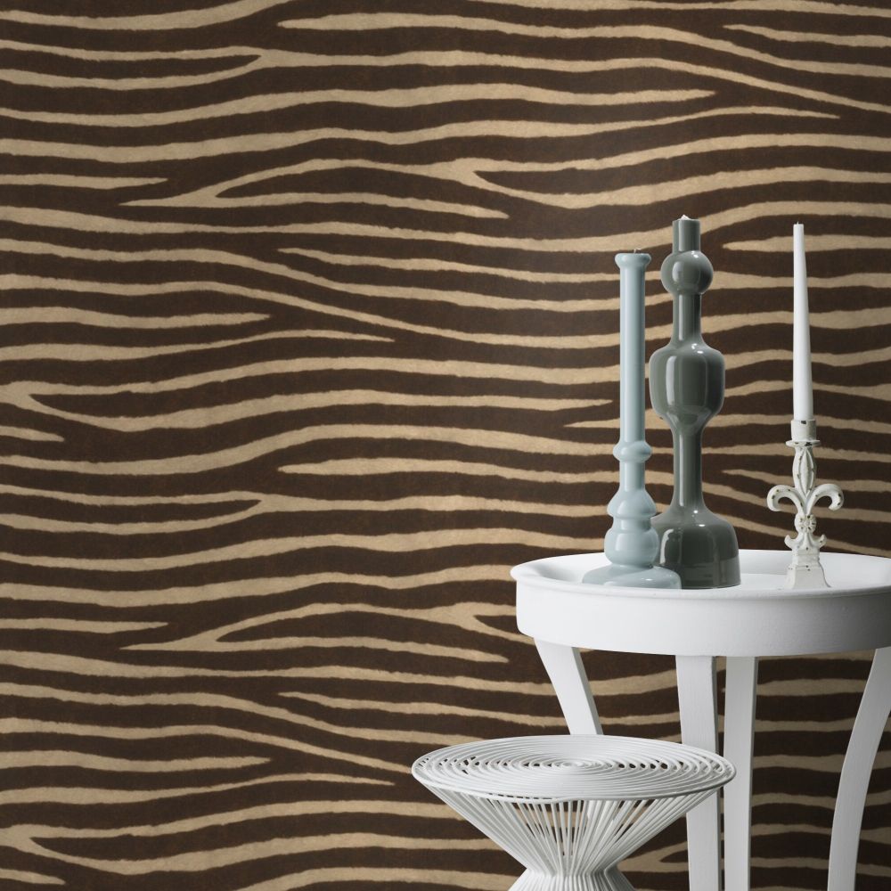 Zebra Stripes Wallpaper - Dark Brown and Beige - by Albany
