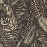 Exotic Leaves Wallpaper - Black and Gold - by Albany. Click for more details and a description.