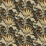 Artichoke Velvet  Fabric - Midnight/ Pearwood - by Morris. Click for more details and a description.