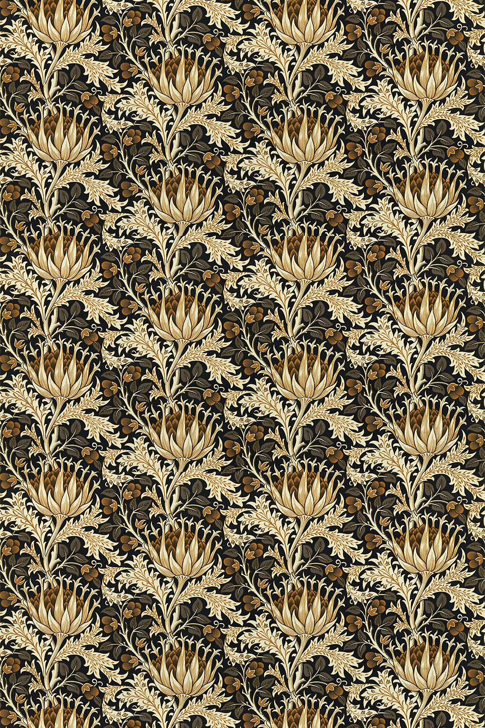 Artichoke Velvet  Fabric - Midnight/ Pearwood - by Morris