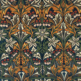 Bluebell Embroidery  Fabric - Indigo/Russet - by Morris. Click for more details and a description.