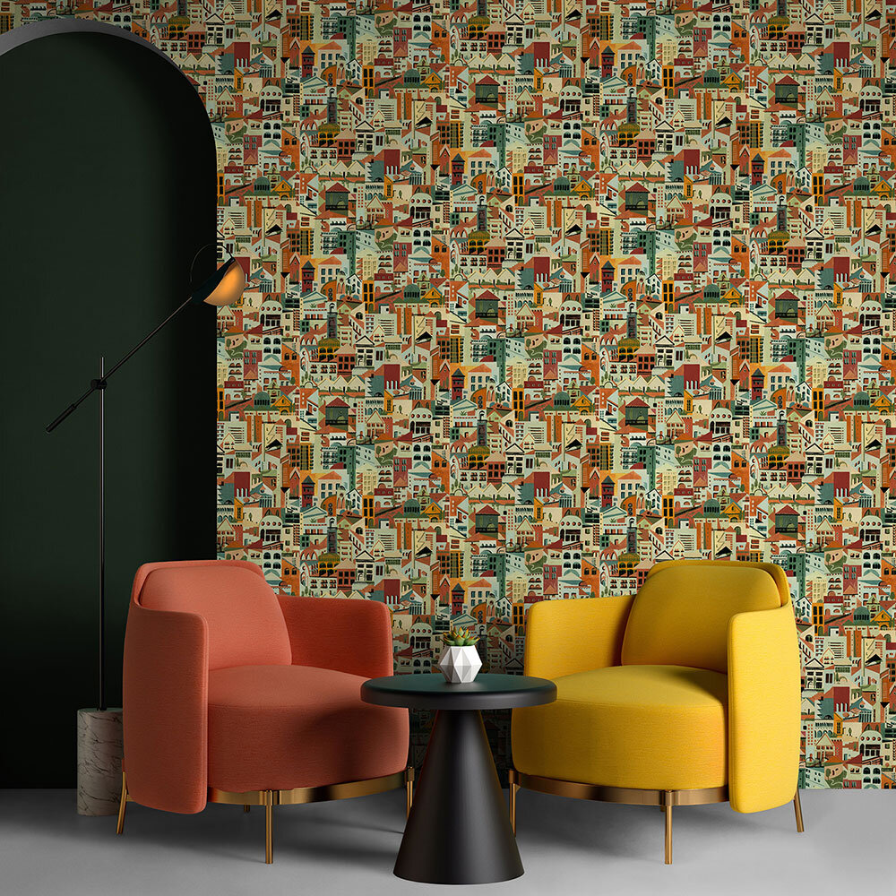 Villa Wallpaper - Terracotta - by Tres Tintas