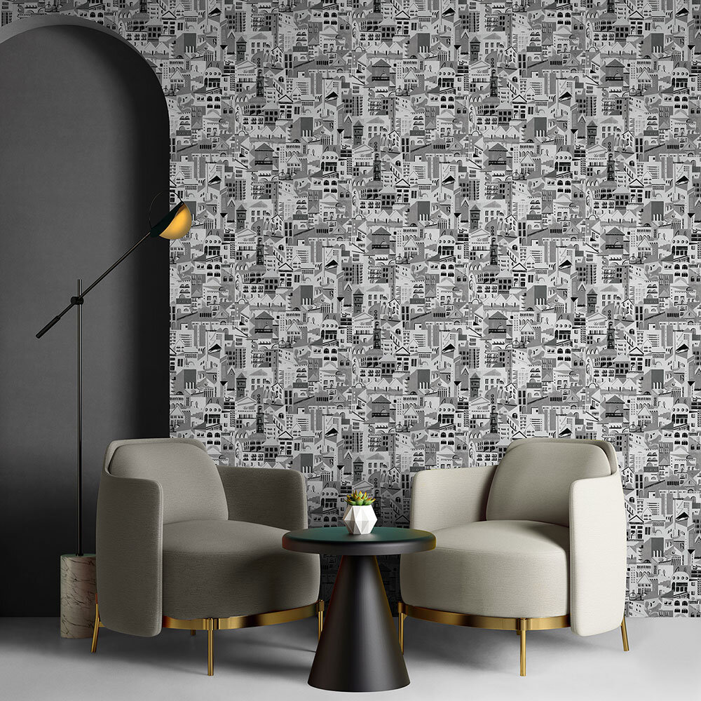 Villa Wallpaper - Grey - by Tres Tintas