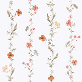 Papier peint Flower chains - Rouge coquelicot - Galerie. Cliquez pour en savoir plus et lire la description.