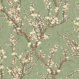 Papier peint Spring Blossom - Vert mat - Galerie. Cliquez pour en savoir plus et lire la description.