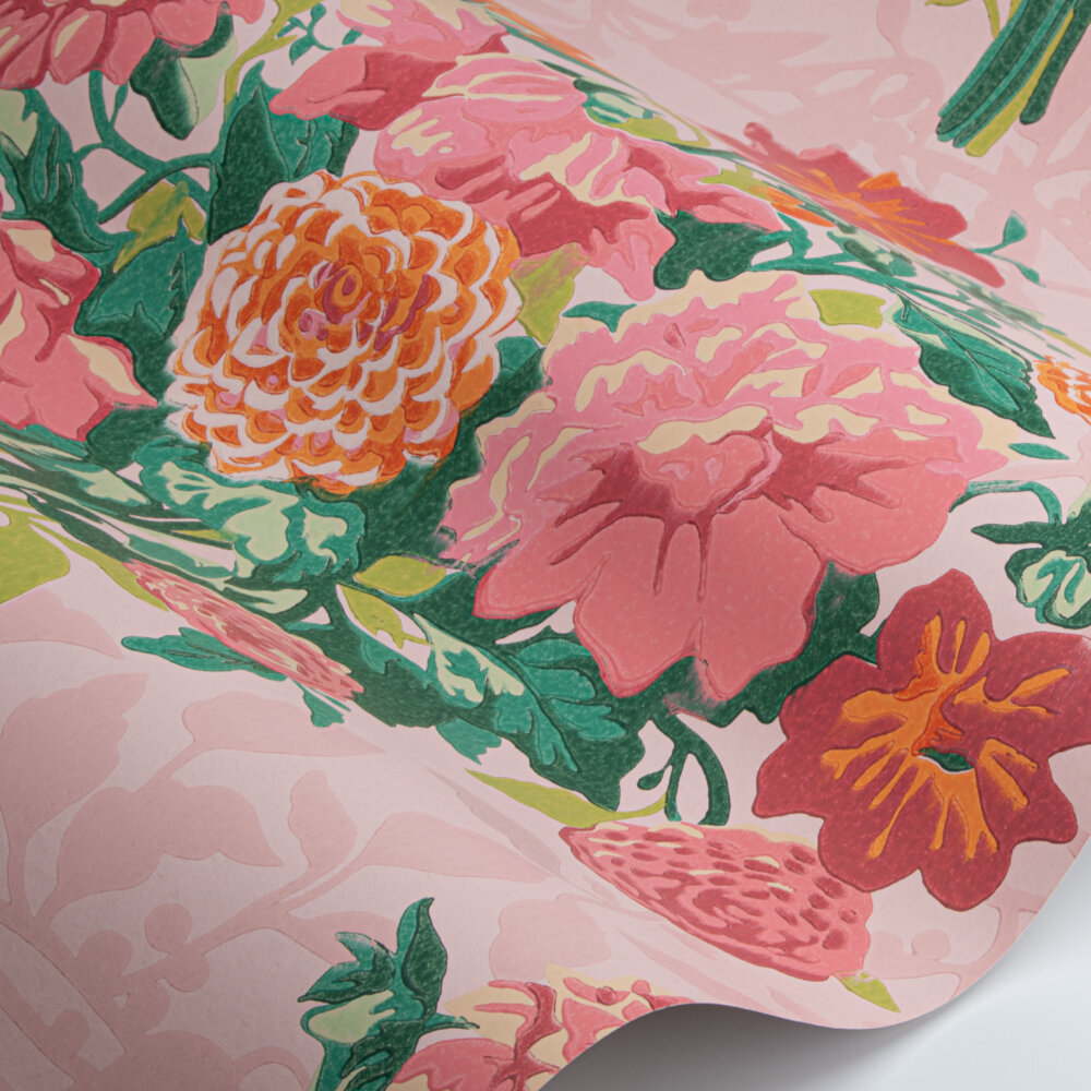 Dahlia Bunch Wallpaper - Rose Quartz / Spinel - by Harlequin