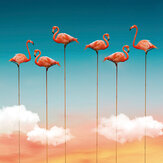 Panoramique Flamingos Mural - Rosa - Tres Tintas. Cliquez pour en savoir plus et lire la description.