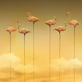 Panoramique Flamingos Mural - Ocre - Tres Tintas. Cliquez pour en savoir plus et lire la description.