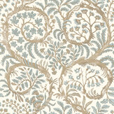 Butterrow Wallpaper - Soft Blue and Brown - by Josephine Munsey. Click for more details and a description.