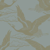 Metallic Cranes Wallpaper - Blue - by Albany. Click for more details and a description.