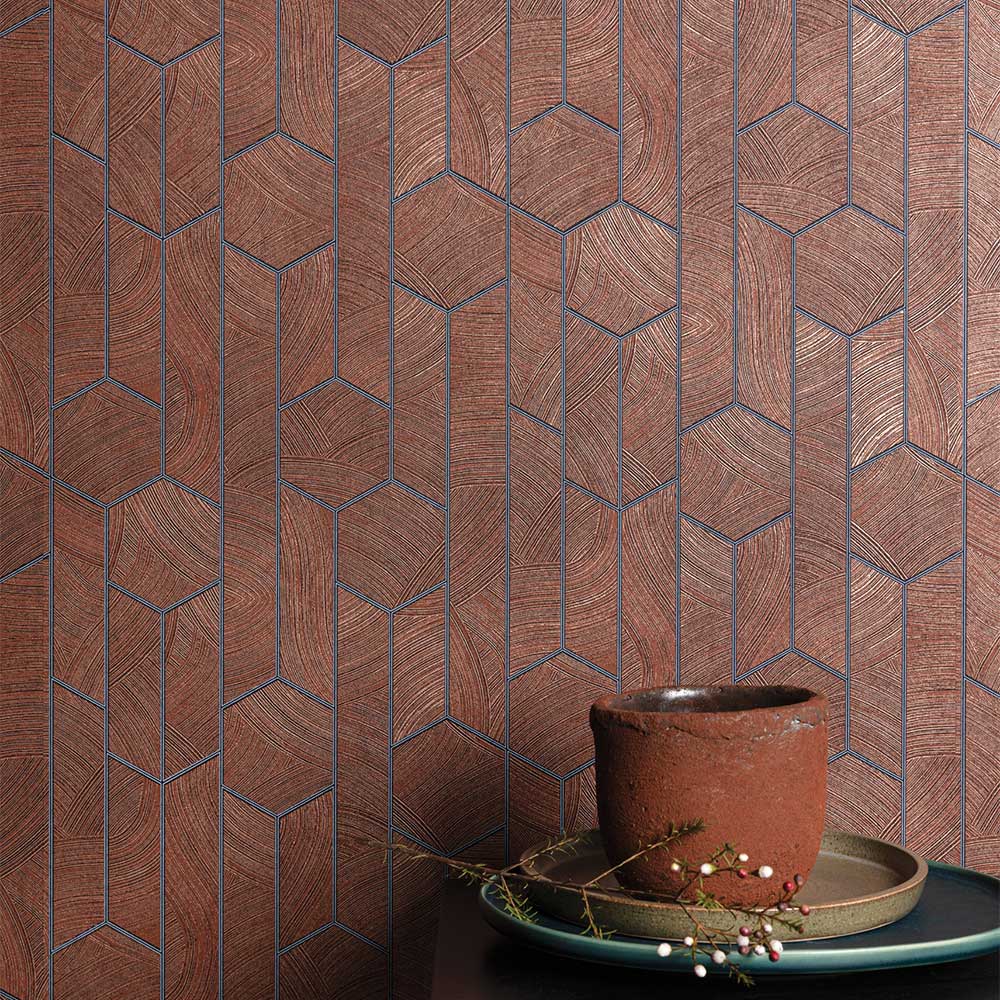 Kantha Wallpaper - Rust - by Masureel