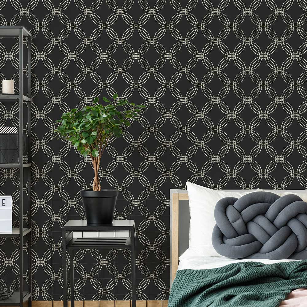 Serpentine Wallpaper - Black & Rose Gold - by Superfresco Easy